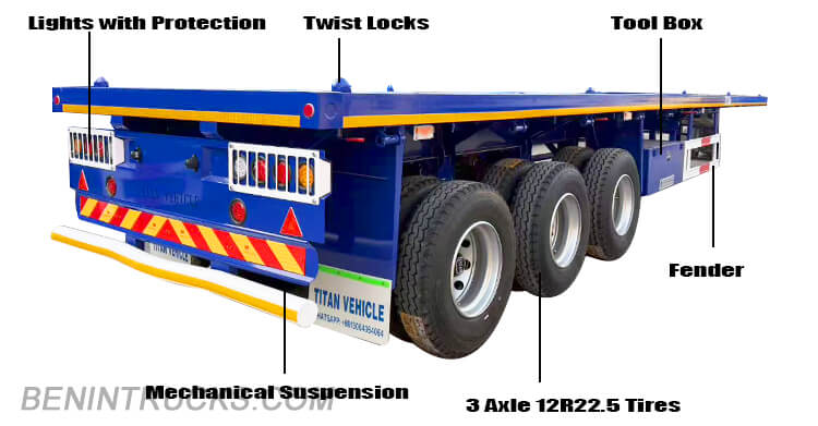 40 Ft 3 Axle Flatbed Trailer for Sale in Benin