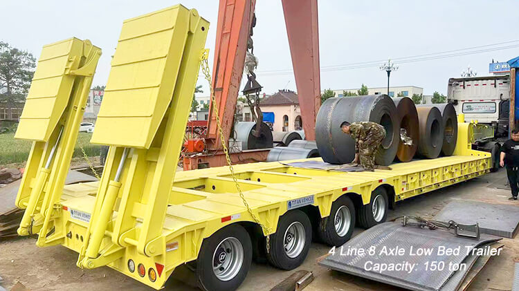 Heavy Equipment Transport 4 Line 8 Axle Low Bed Trailer for Sale in Benin