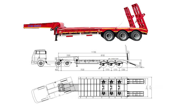 Heavy Machine Carrier 3 Axle Low Bed Truck for Sale in Benin