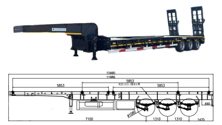 3 Axle 60ton Low Bed Trailer for Sale in Benin