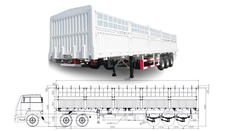 3 Axle 60ton Cargo Fence Semi Trailer for Sale in Benin