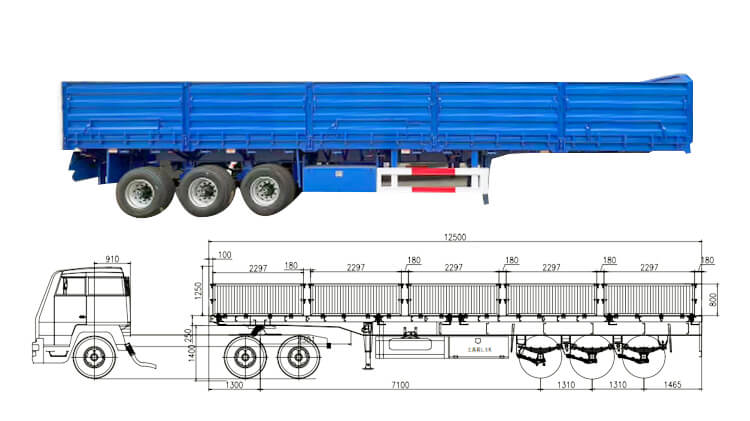 3 Axle 60ton Drop Side Trailers for Sale in Benin