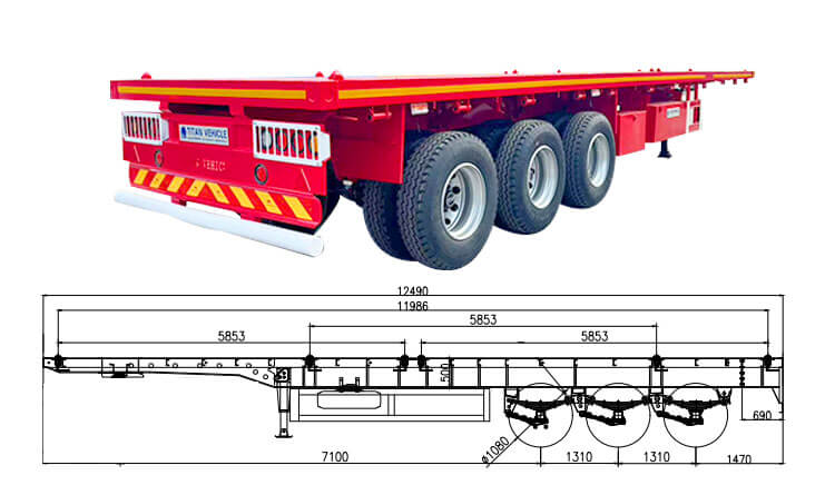 40ft 3 Axle Flat Bed Trailer for Sale in Cotonou Benin